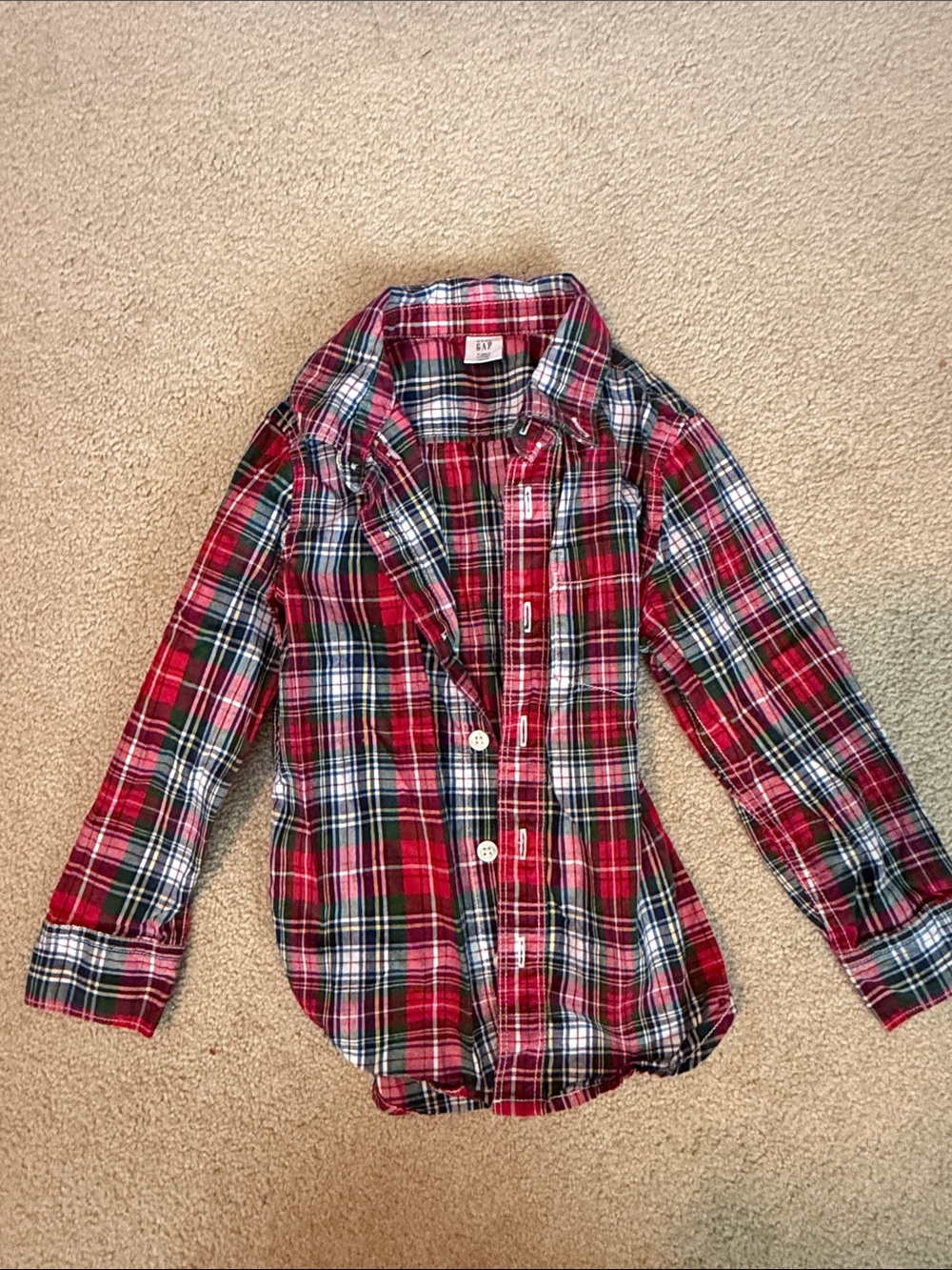 GAP Red Green Plaid Button-Down Shirt